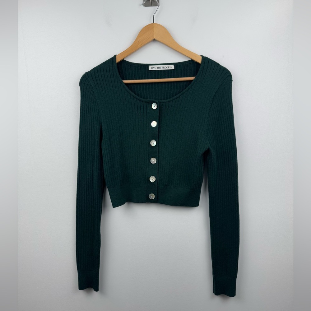 Live The Process Women Green Deco Cardigan Size XL